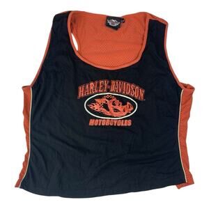 Harley Davidson women's 3x Black Orange Logo Tank hog biker ride mesh moto